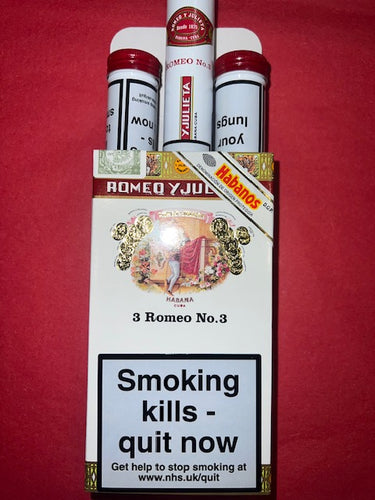 Romeo Y Juliet No. 3 Box of 3 Tubed Havana cigars