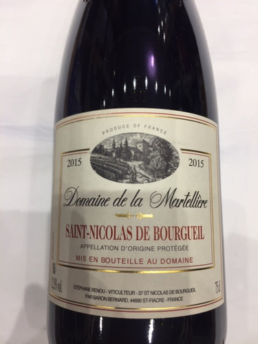 Saint Nicolas de Bourgueil 2015 Dom. De la Martellier